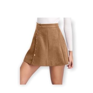 Fuinloth Faux Suede High Wasit Mini Skirt